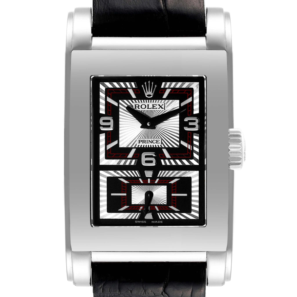 Rolex Cellini Prince Black Dial 18K White Gold Mens Watch 5443 Box Service Card