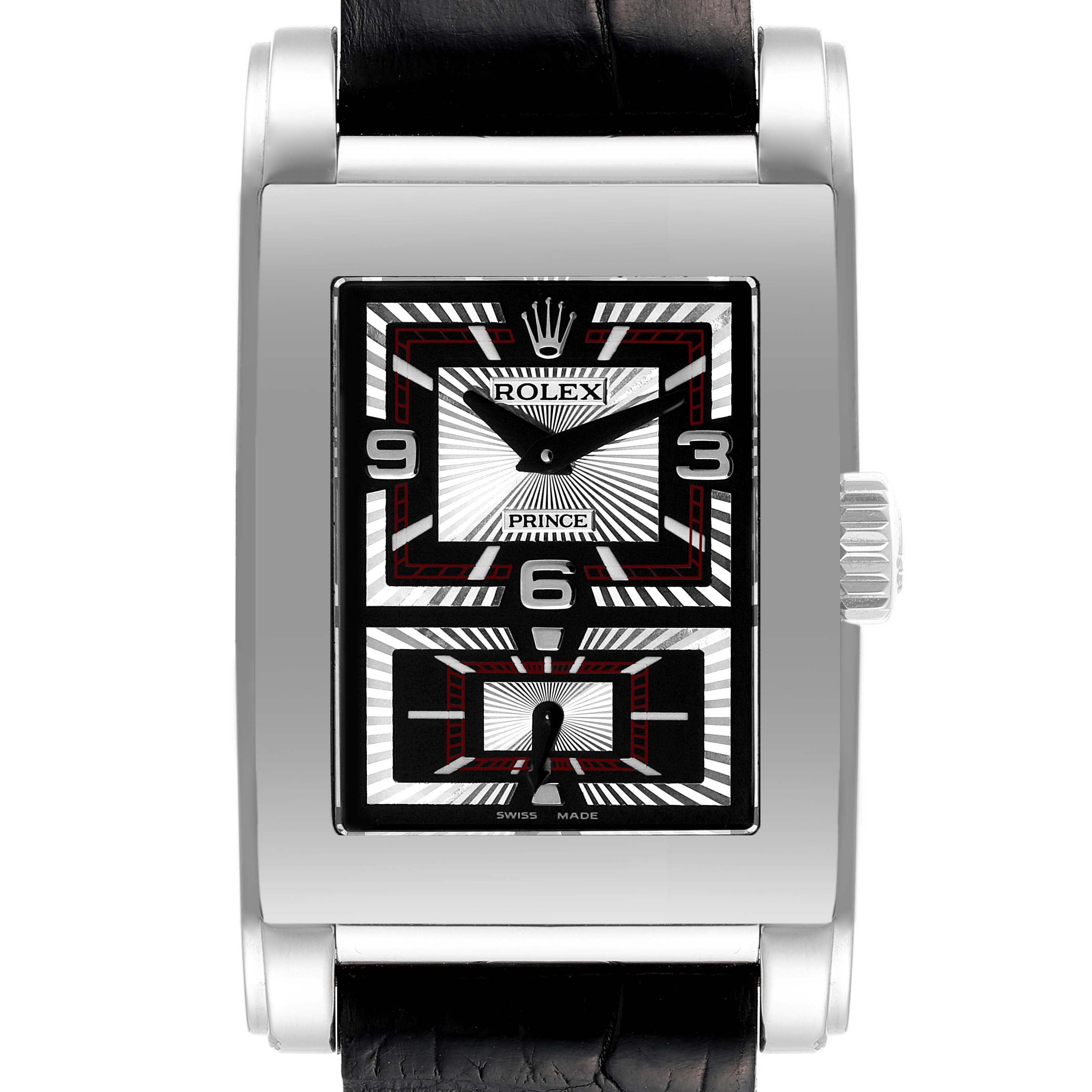 Rolex Cellini Prince Black Dial 18K White Gold Mens Watch 5443 Box Service Card