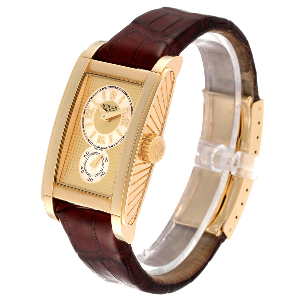 Rolex Cellini Prince Yellow Gold Champagne Dial Mens Watch 5440 Box Service Card