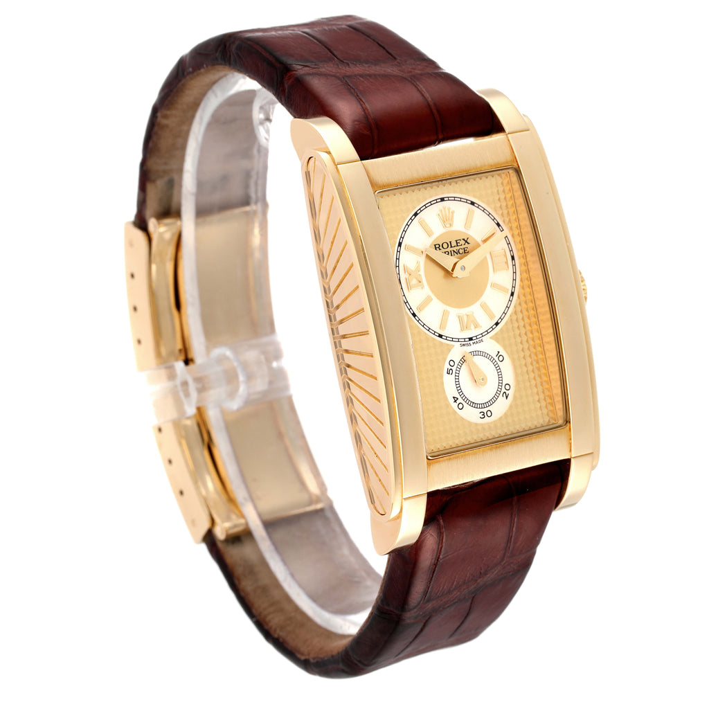 Rolex Cellini Prince Yellow Gold Champagne Dial Mens Watch 5440 Box Service Card