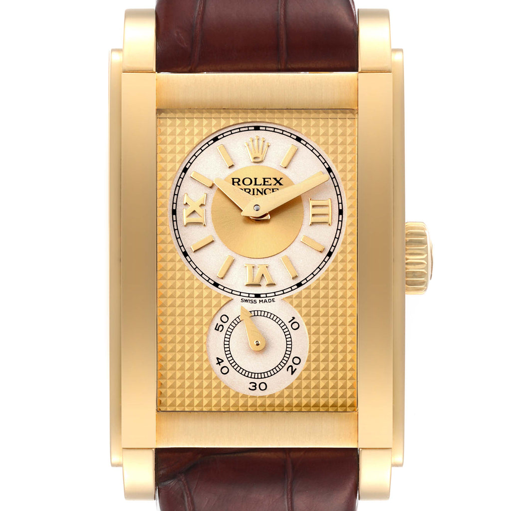 Rolex Cellini Prince Yellow Gold Champagne Dial Mens Watch 5440 Box Service Card