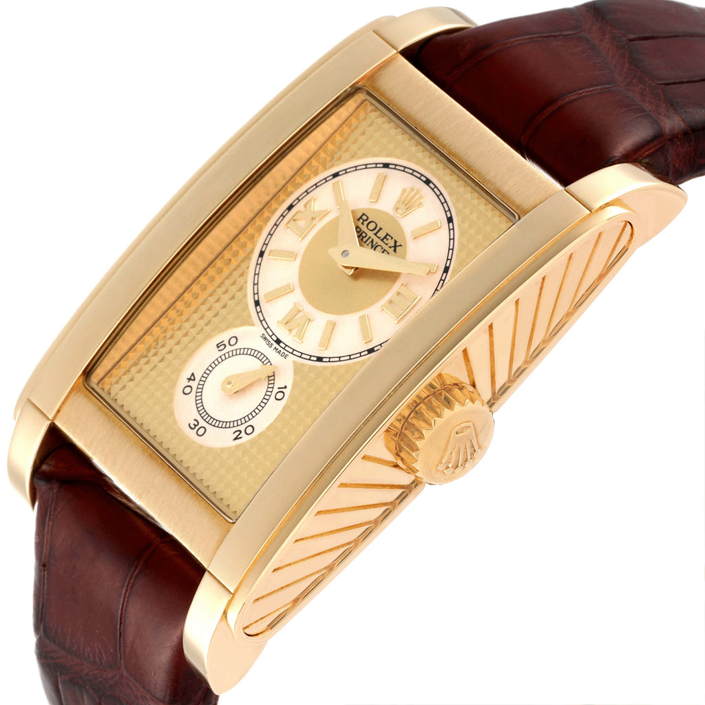 Rolex Cellini Prince Yellow Gold Champagne Dial Mens Watch 5440 Box Service Card