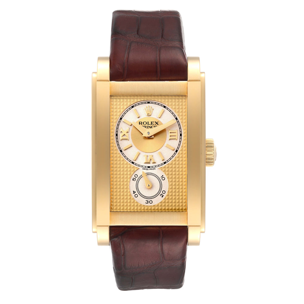 Rolex Cellini Prince Yellow Gold Champagne Dial Mens Watch 5440 Box Service Card