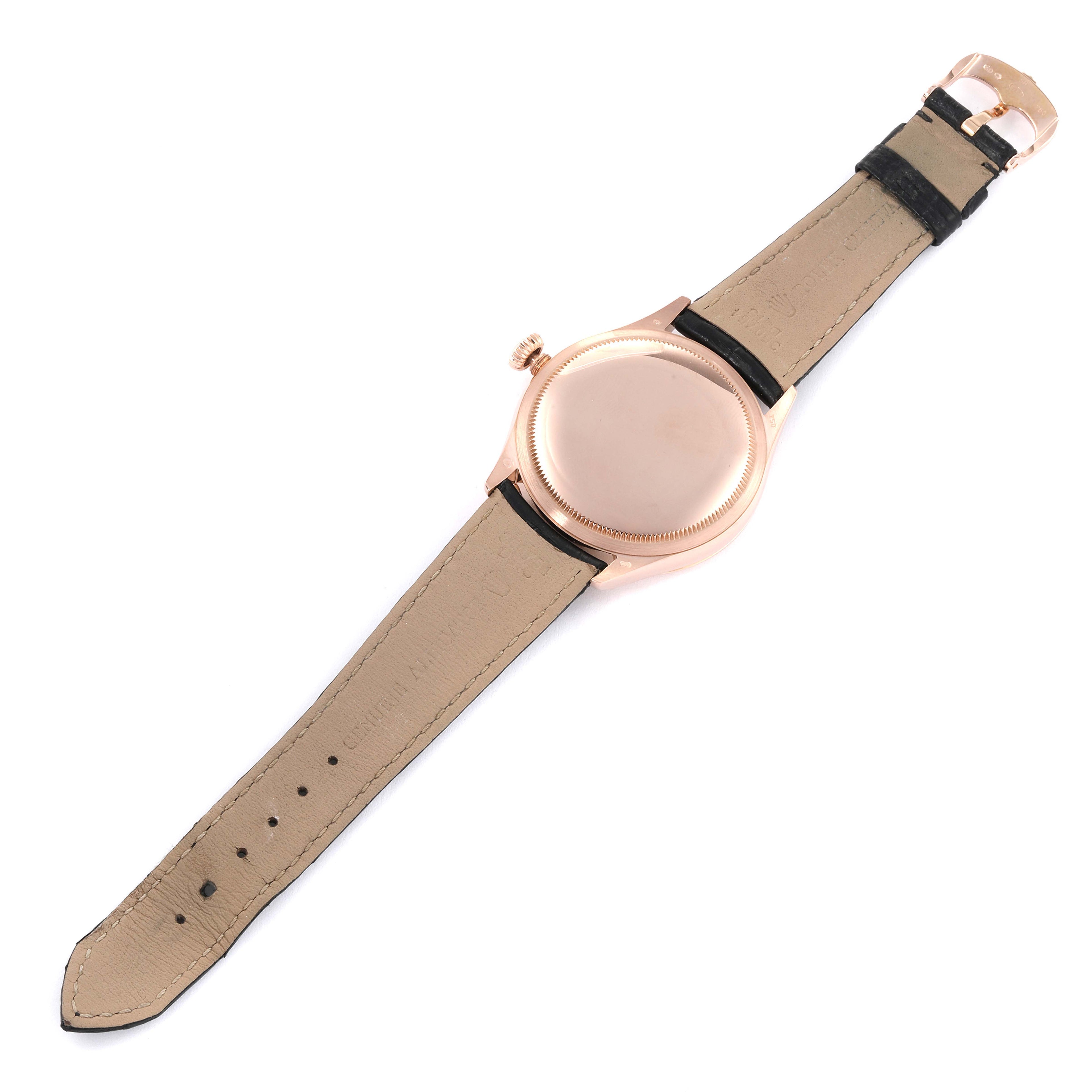 Rolex Cellini Time 18K EveRose Gold Black Dial Mens Watch 50505 Box Card