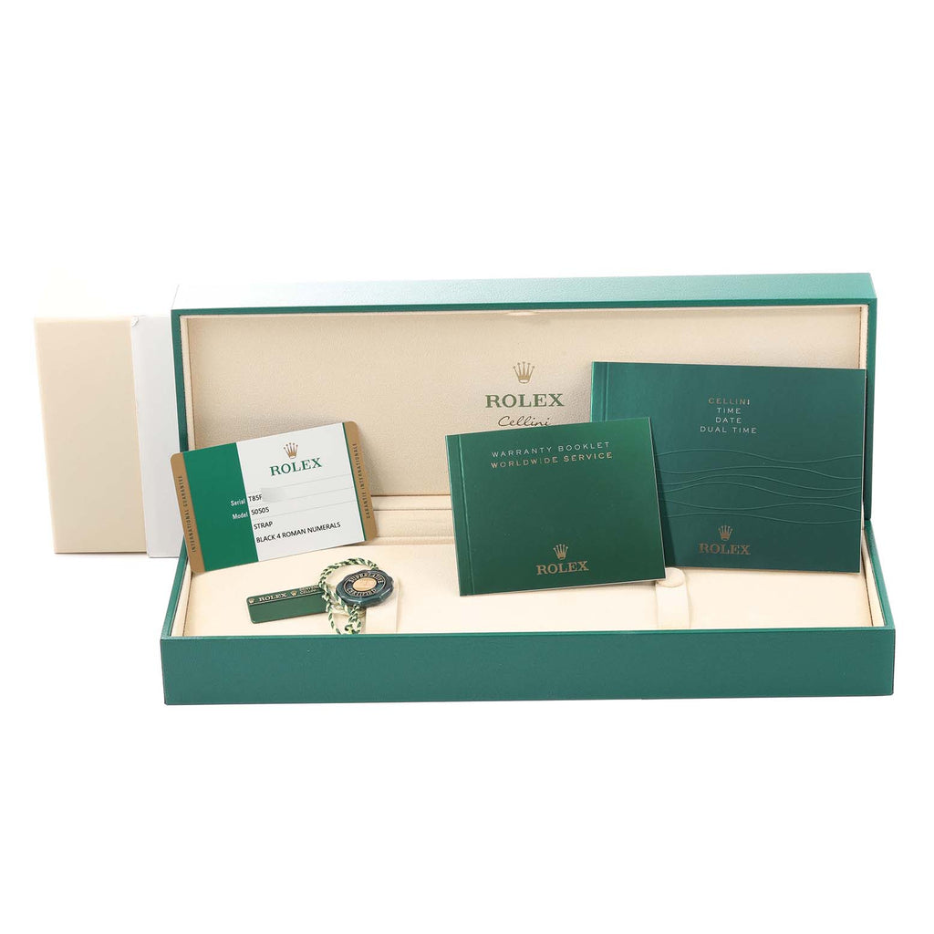 Rolex Cellini Time 18K EveRose Gold Black Dial Mens Watch 50505 Box Card