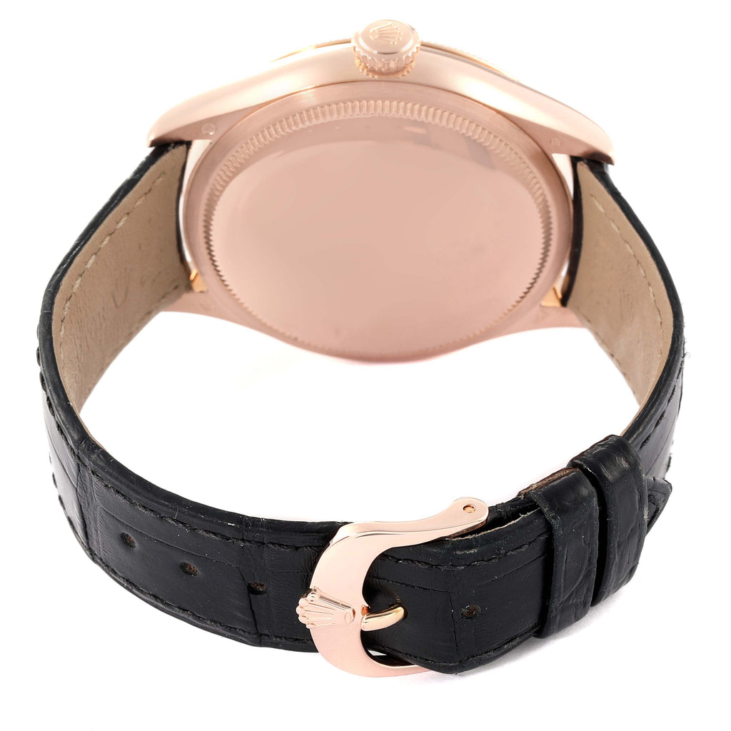 Rolex Cellini Time 18K EveRose Gold Black Dial Mens Watch 50505 Box Card