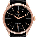Rolex Cellini Time 18K EveRose Gold Black Dial Mens Watch 50505 Box Card