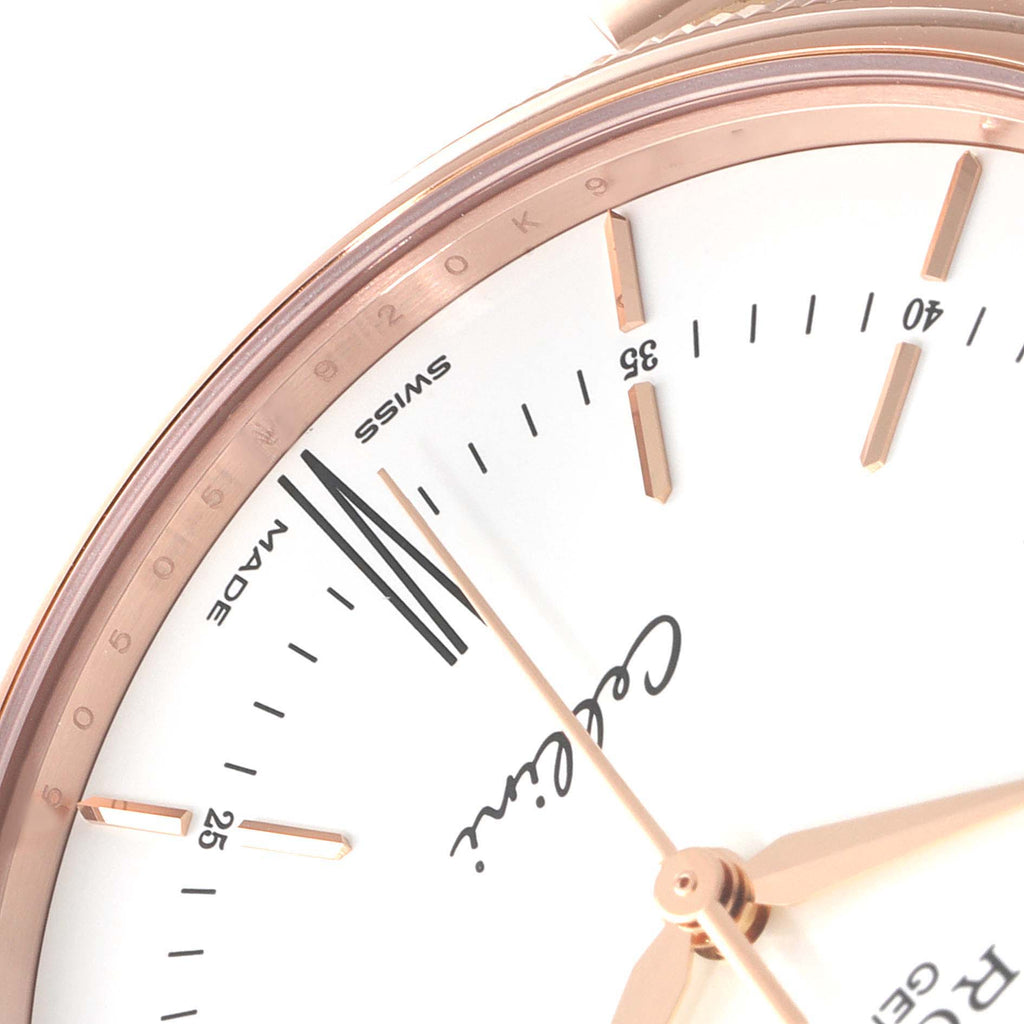 Rolex Cellini Time Rose Gold White Dial Black Strap Mens Watch 50505