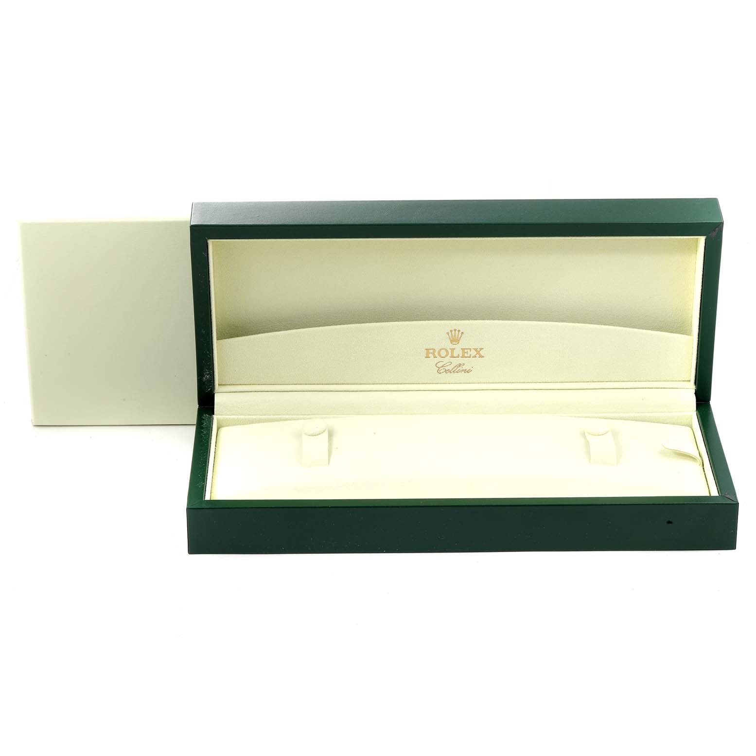 Rolex Cellini Time Rose Gold White Dial Black Strap Mens Watch 50505