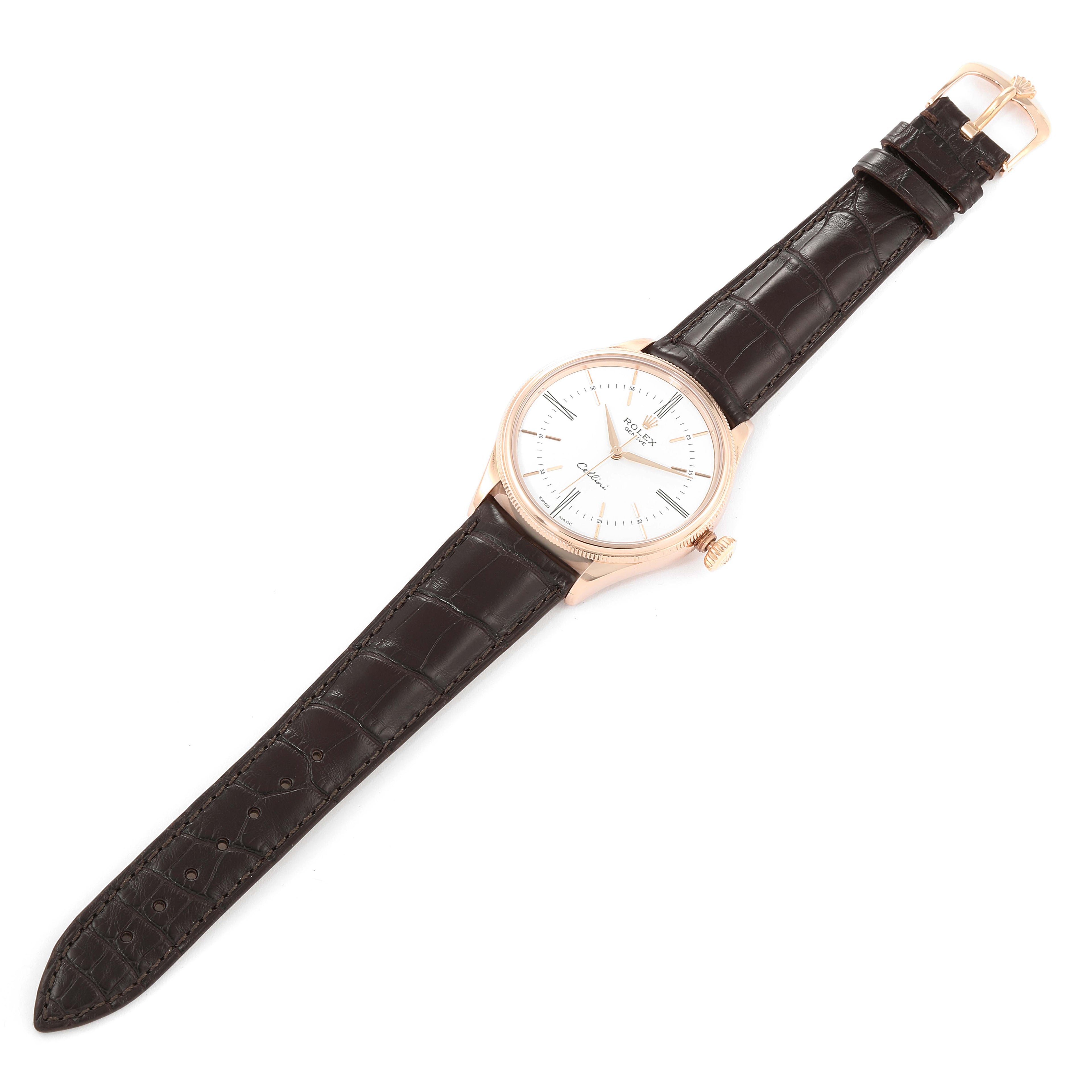 Rolex Cellini Time White Dial EveRose Gold Mens Watch 50505