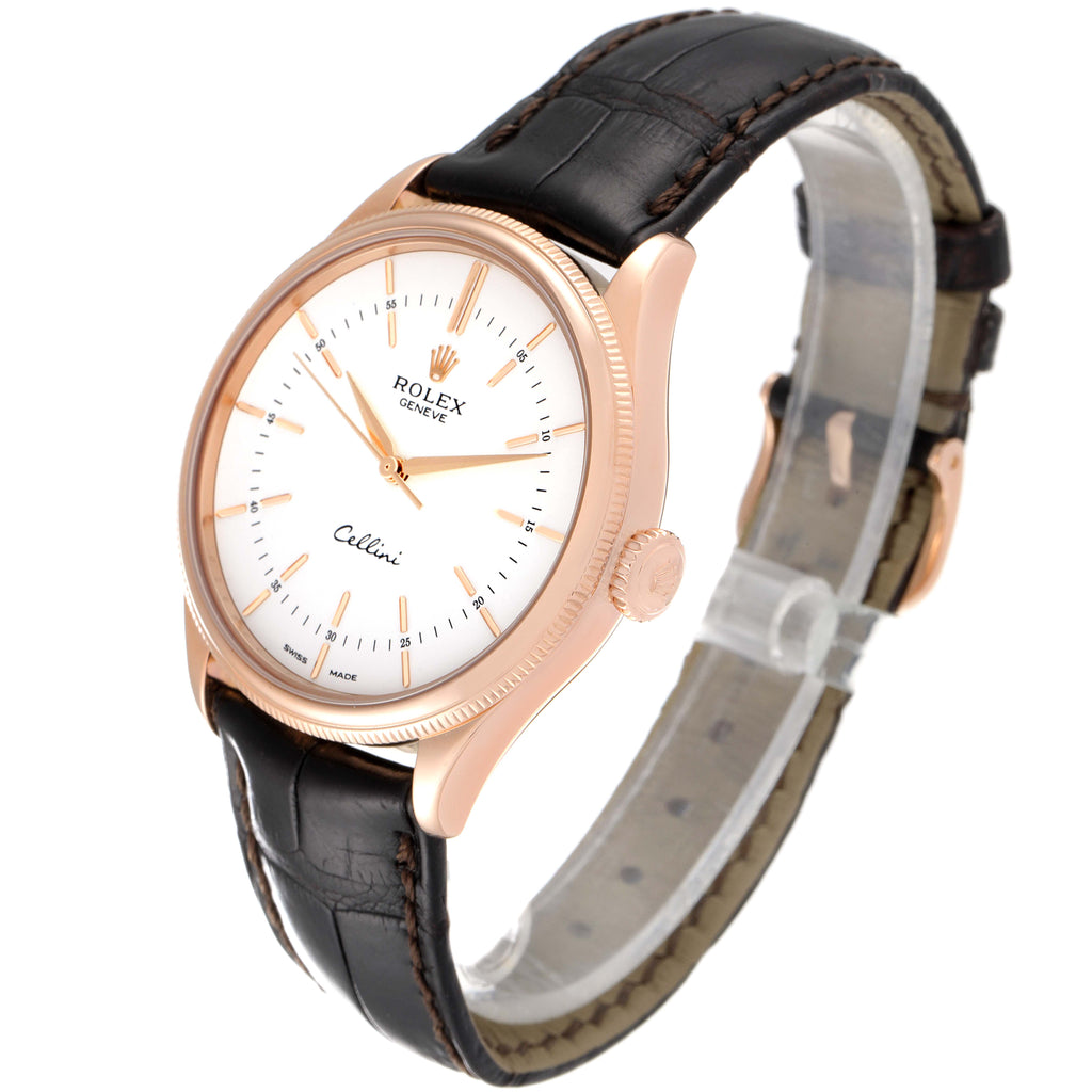 Rolex Cellini Time White Dial EveRose Gold Mens Watch 50505 Box Card