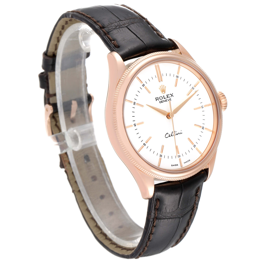 Rolex Cellini Time White Dial EveRose Gold Mens Watch 50505 Box Card