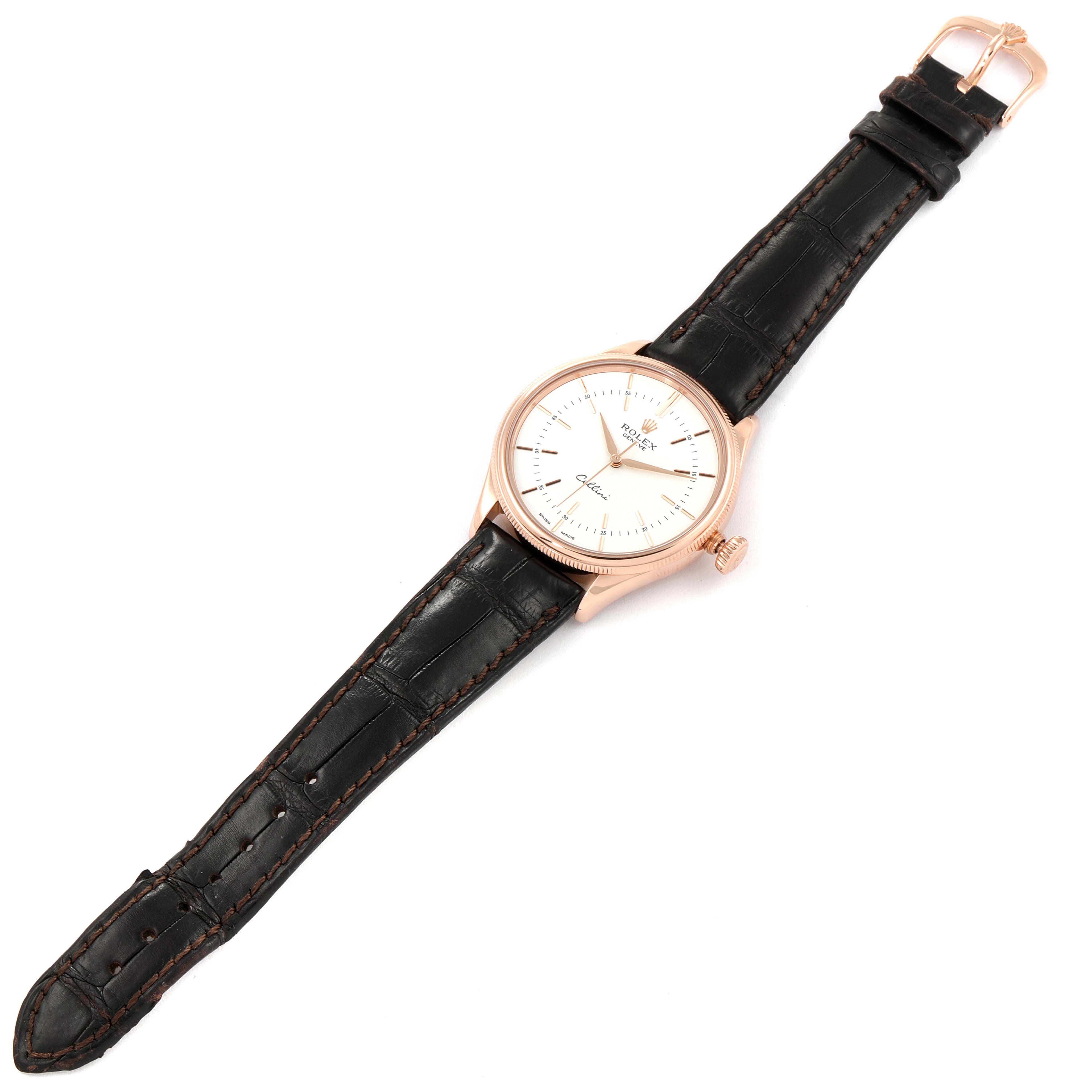 Rolex Cellini Time White Dial EveRose Gold Mens Watch 50505 Box Card