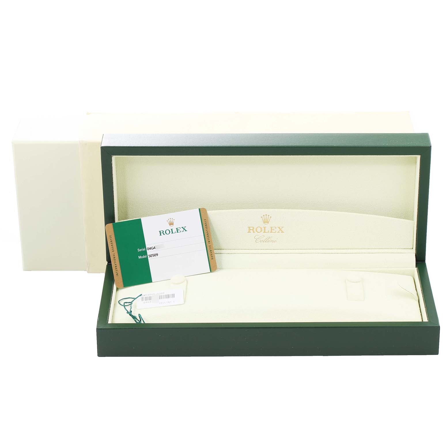 Rolex Cellini Time White Gold Silver Dial Automatic Mens Watch 50509 Box Card