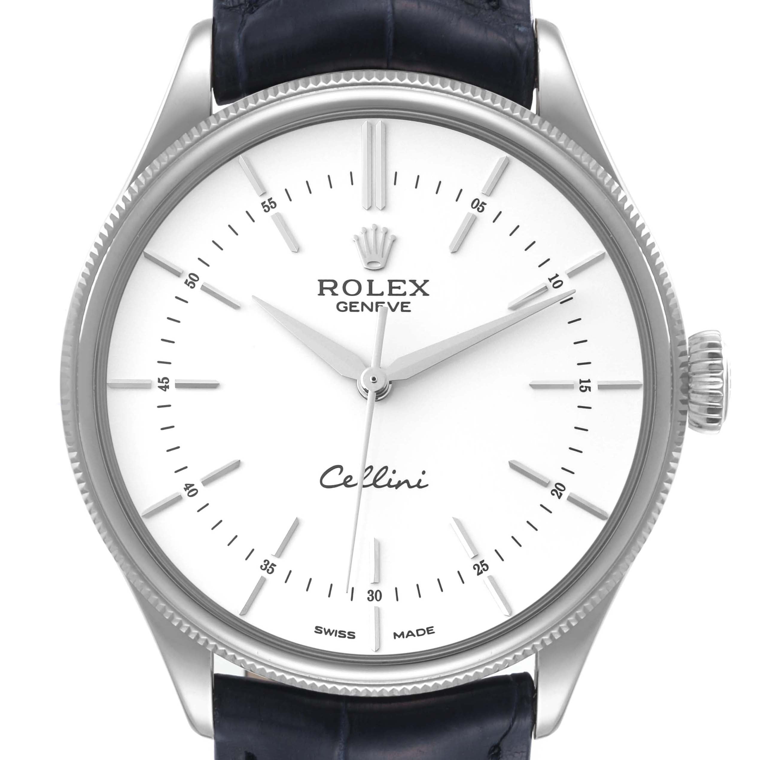 Rolex Cellini Time White Gold White Dial Automatic Mens Watch 50509