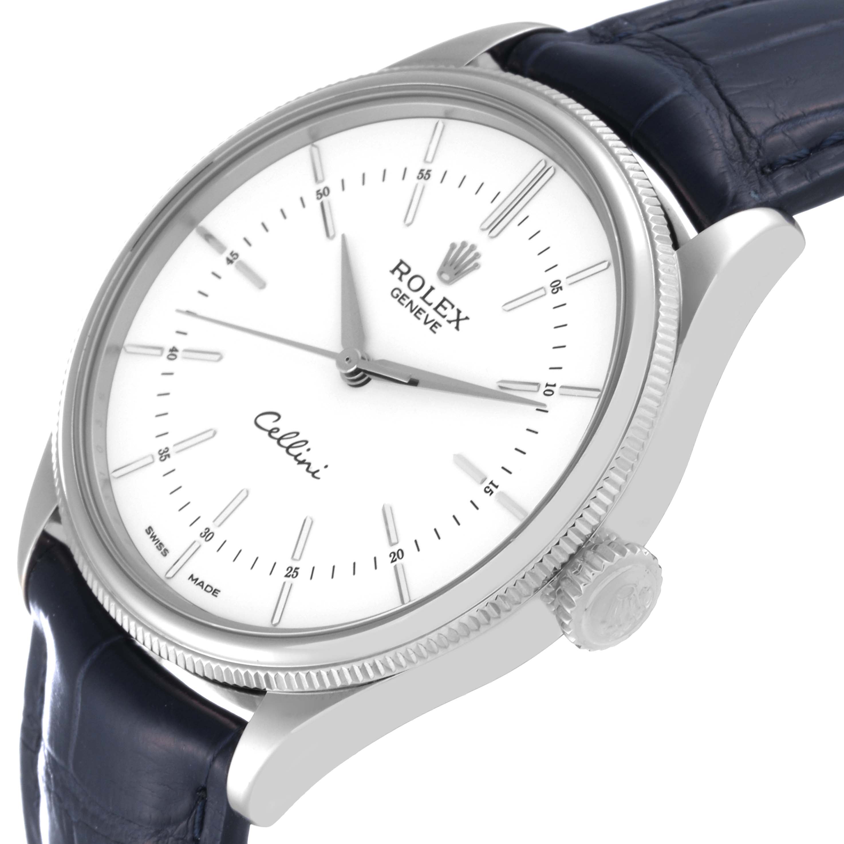 Rolex Cellini Time White Gold White Dial Automatic Mens Watch 50509