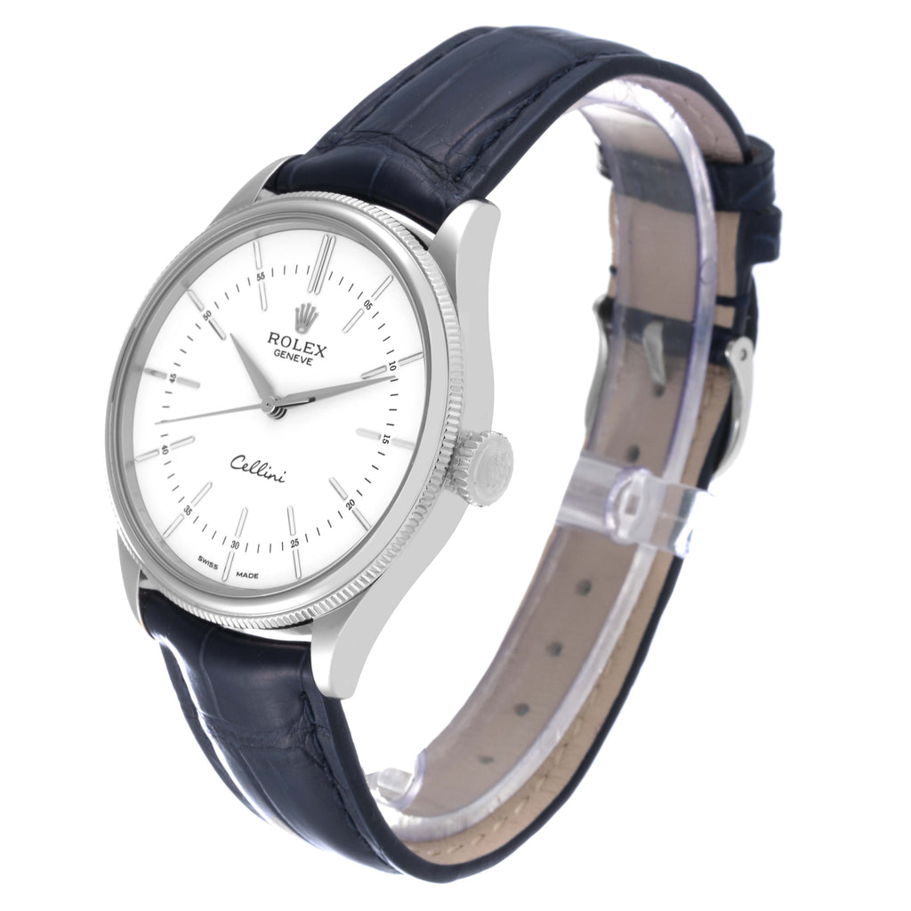 Rolex Cellini Time White Gold White Dial Automatic Mens Watch 50509