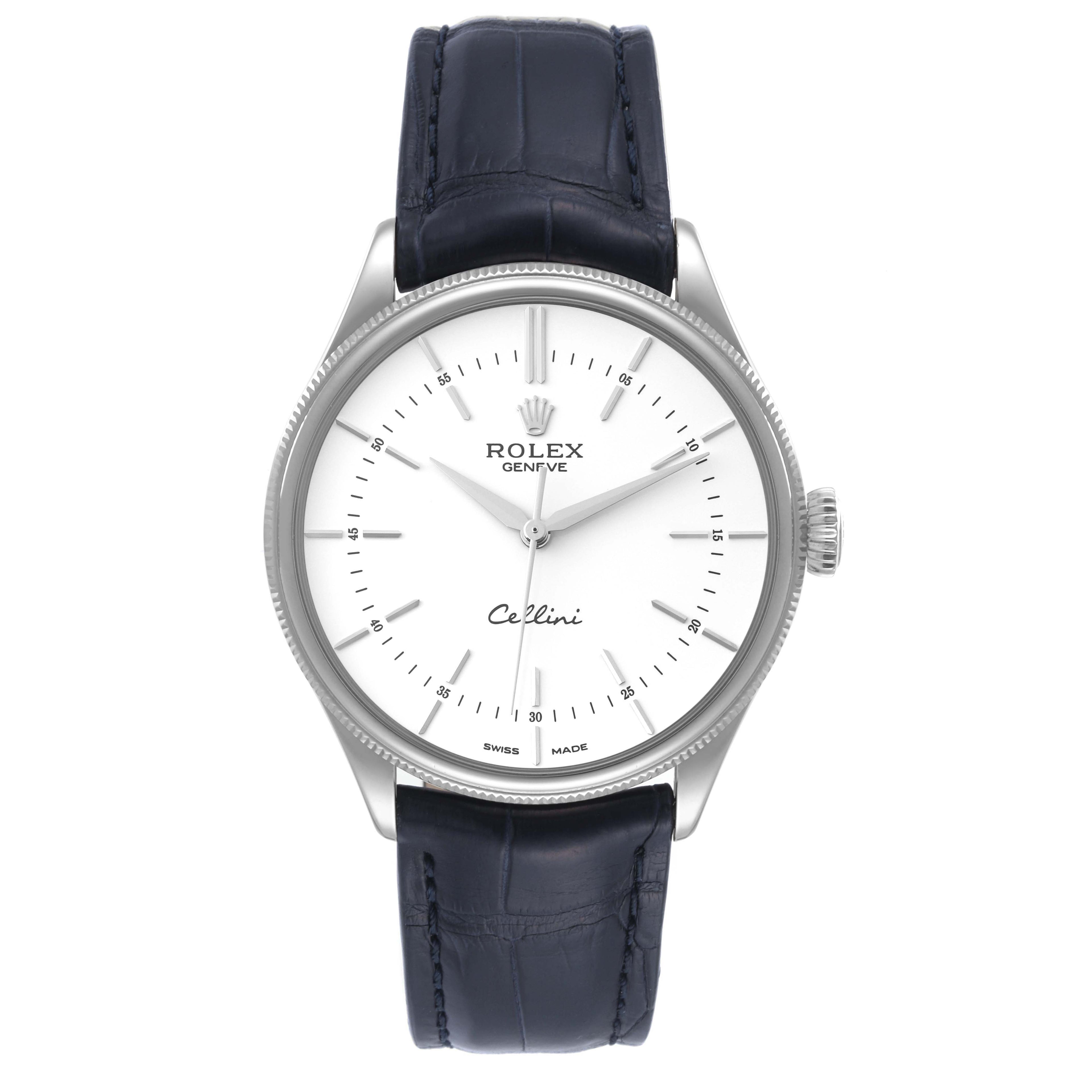 Rolex Cellini Time White Gold White Dial Automatic Mens Watch 50509