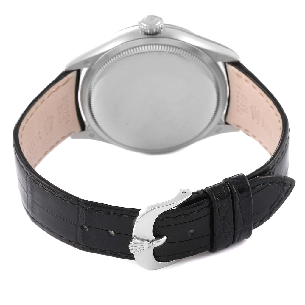 Rolex Cellini White Gold Black Dial Diamond Mens Watch 50609 Box Card