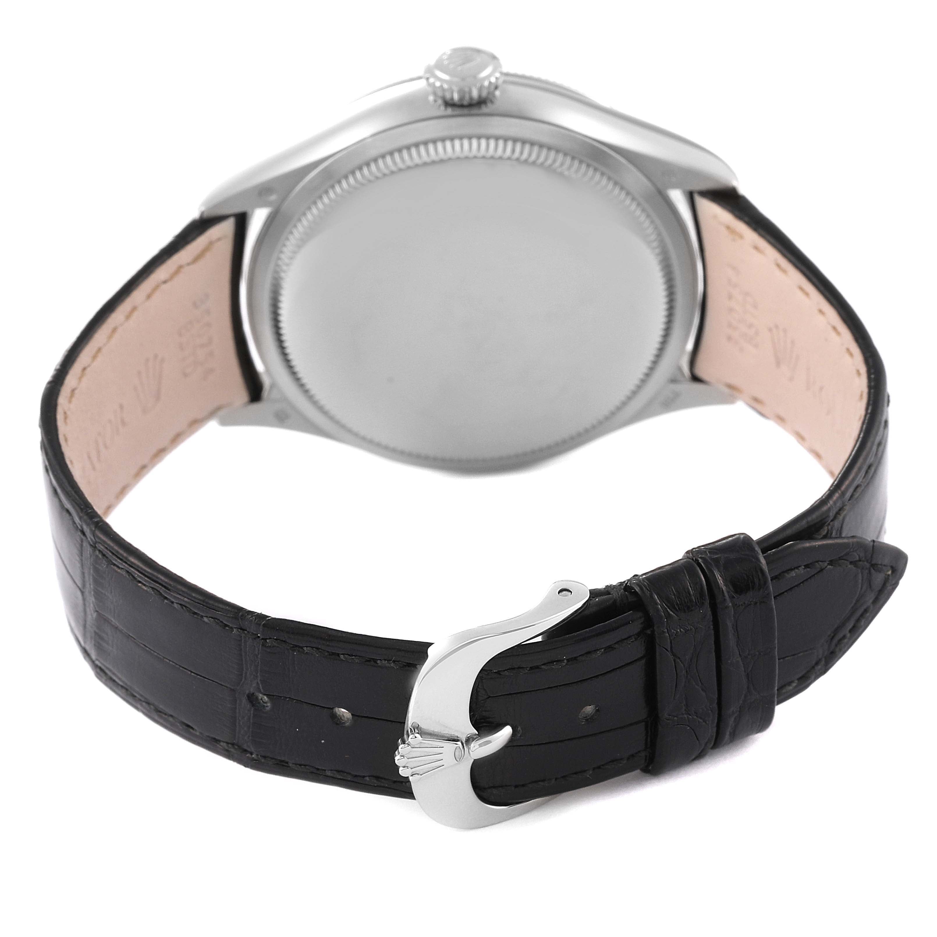 Rolex Cellini White Gold Black Dial Diamond Mens Watch 50609 Box Card