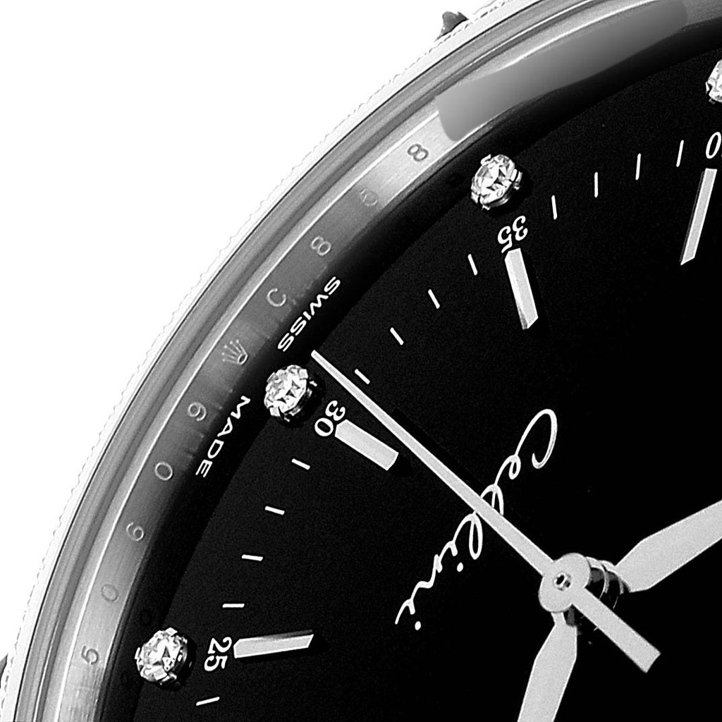 Rolex Cellini White Gold Black Dial Diamond Mens Watch 50609 Box Card