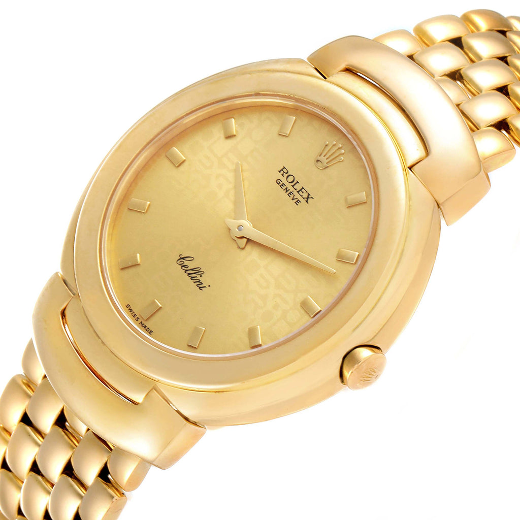 Rolex Cellini Yellow Gold Champagne Anniversary Dial Mens Watch 6622