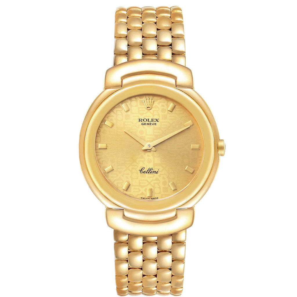 Rolex Cellini Yellow Gold Champagne Anniversary Dial Mens Watch 6622