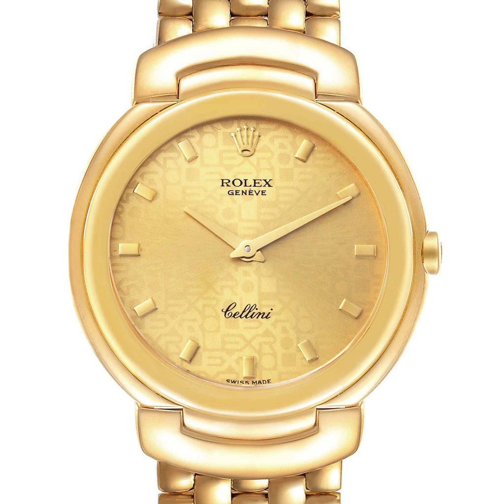 Rolex Cellini Yellow Gold Champagne Anniversary Dial Mens Watch 6622