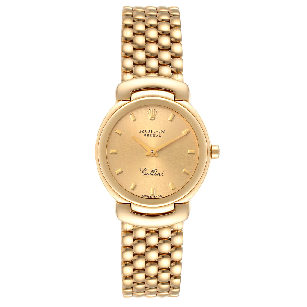 Rolex Cellini Yellow Gold Champagne Anniversary Dial Watch 6621 Box Papers
