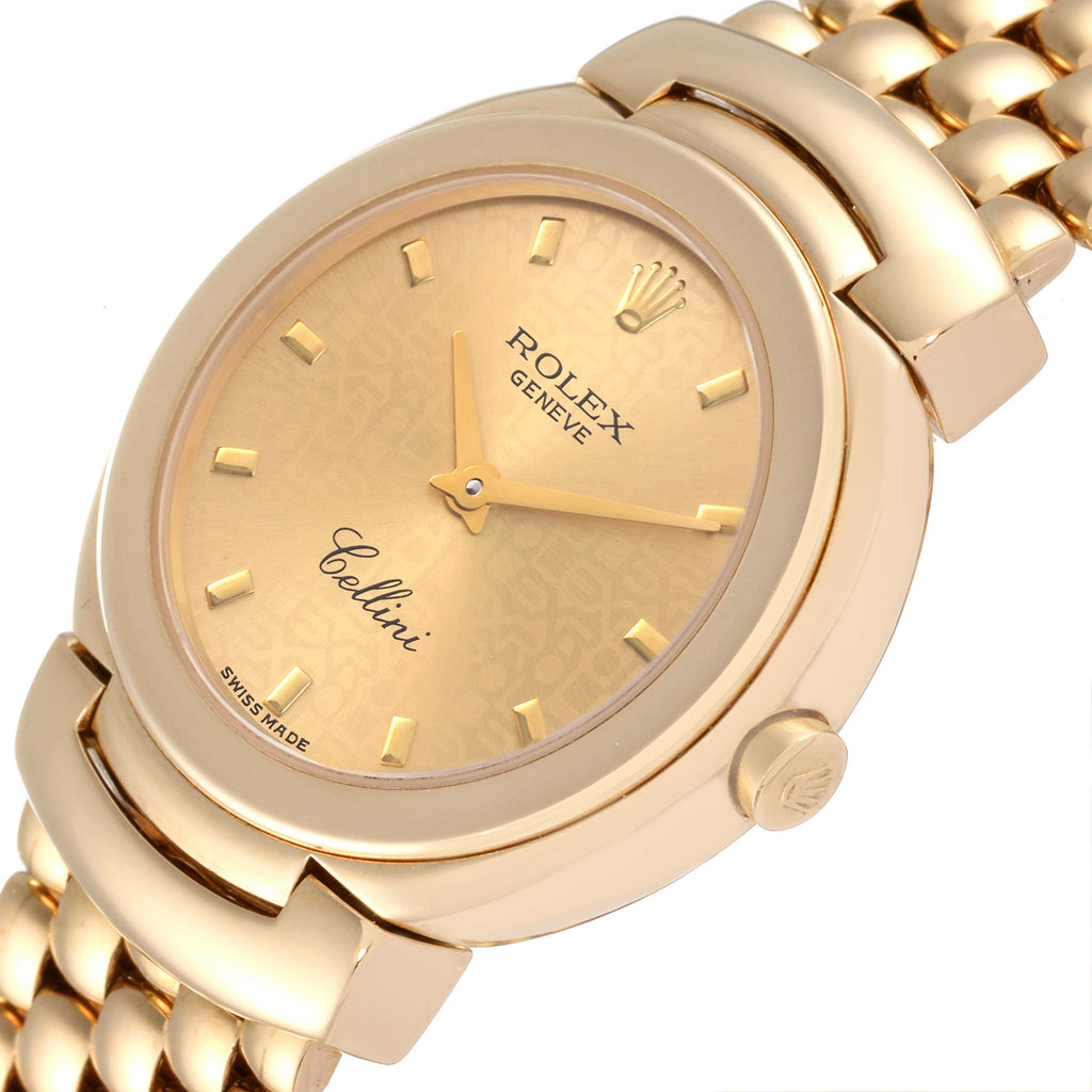 Rolex Cellini Yellow Gold Champagne Anniversary Dial Watch 6621 Box Papers