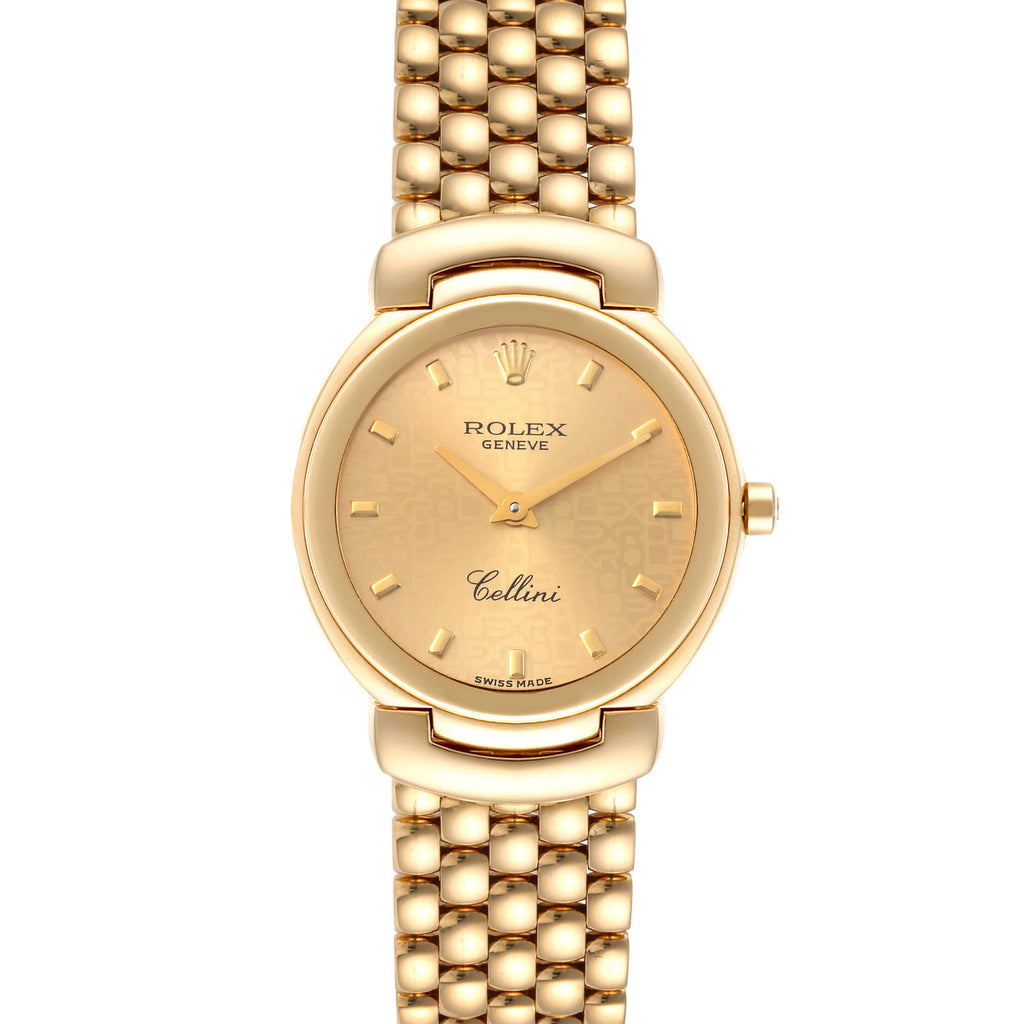 Rolex Cellini Yellow Gold Champagne Anniversary Dial Watch 6621 Box Papers