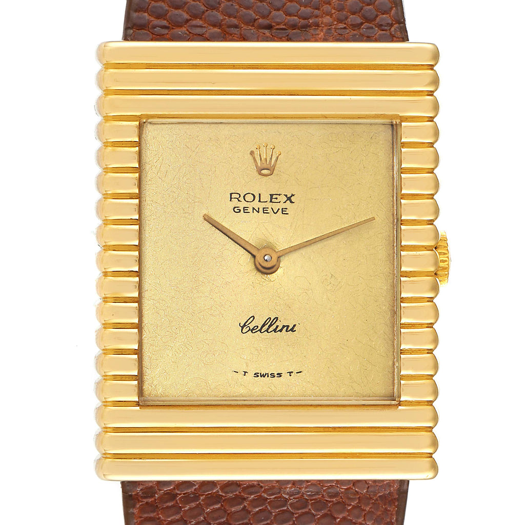 Rolex Cellini Yellow Gold Champagne Dial Vintage Mens Watch 4012 Papers