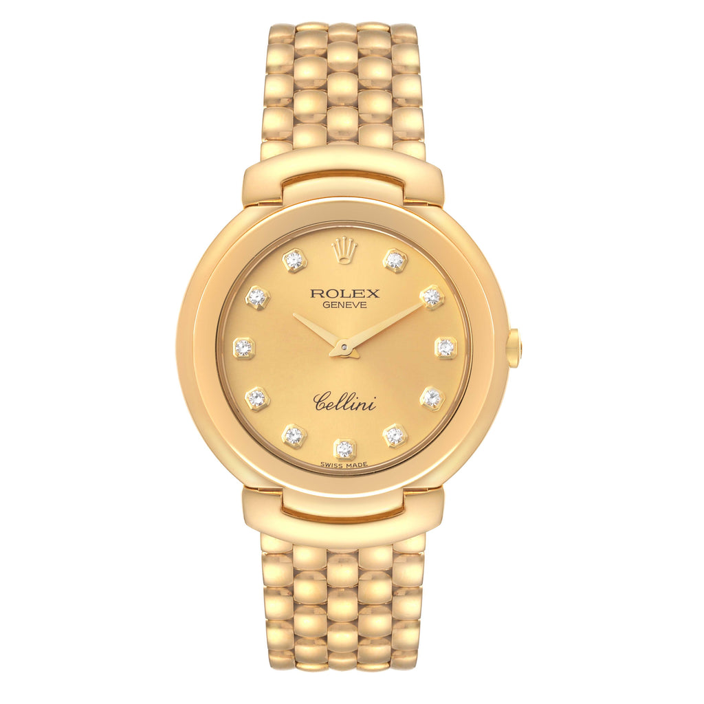 Rolex Cellini Yellow Gold Champagne Diamond Dial Mens Watch 6622
