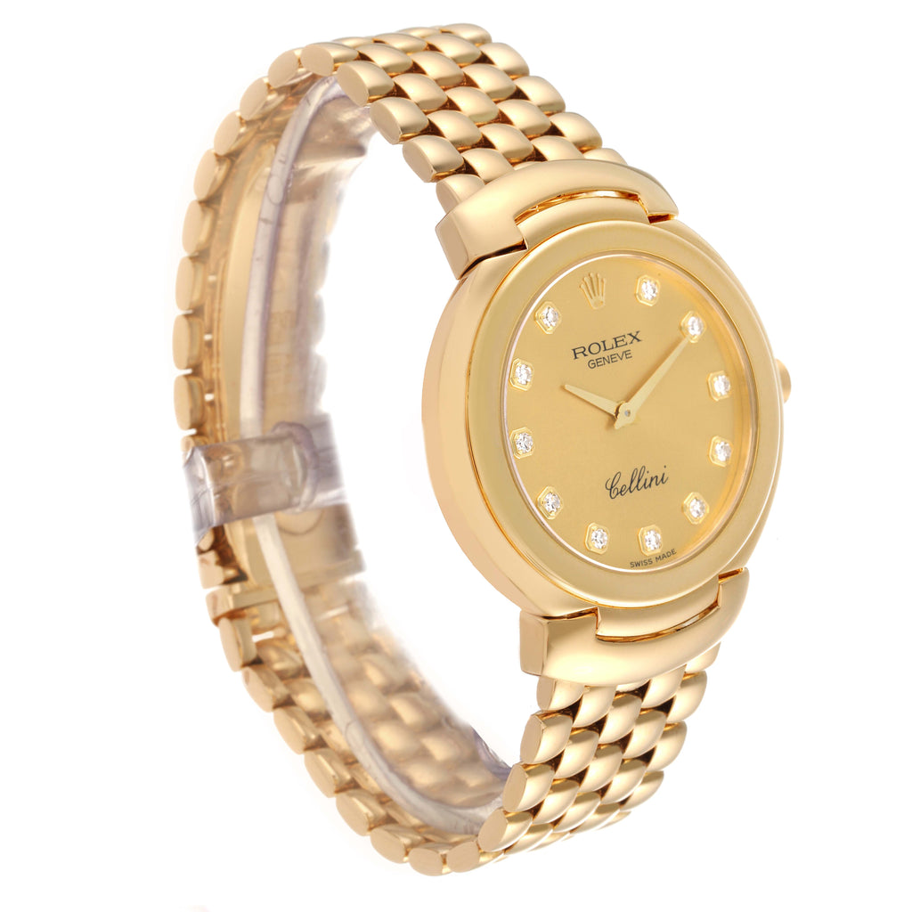 Rolex Cellini Yellow Gold Champagne Diamond Dial Mens Watch 6622