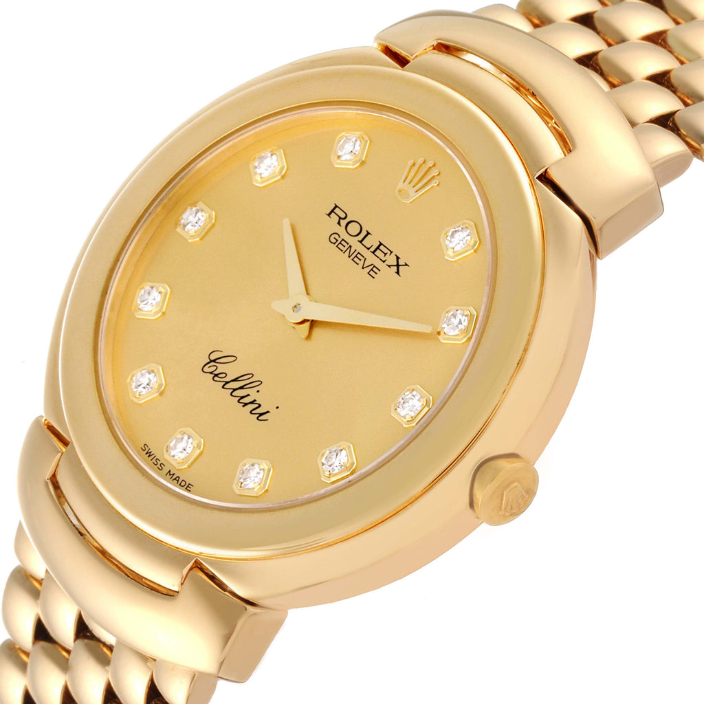 Rolex Cellini Yellow Gold Champagne Diamond Dial Mens Watch 6622