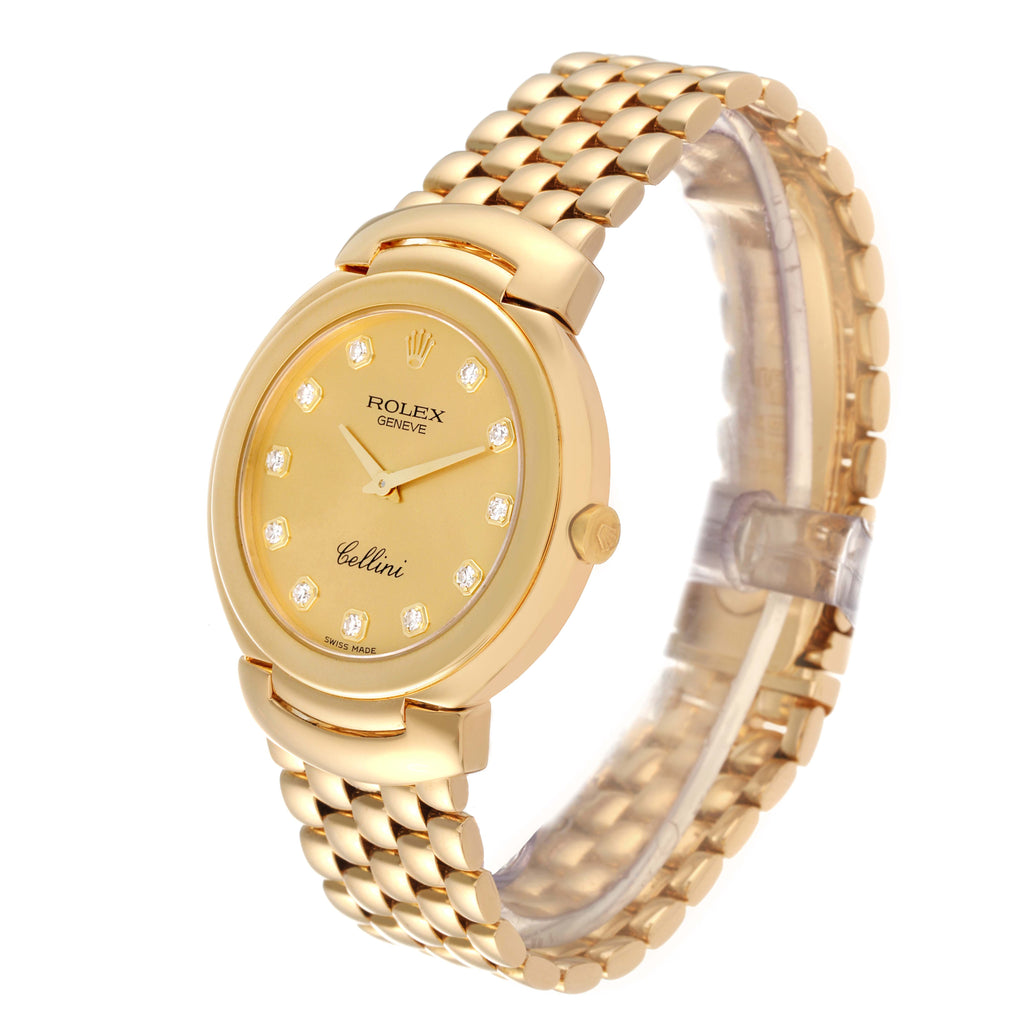 Rolex Cellini Yellow Gold Champagne Diamond Dial Mens Watch 6622