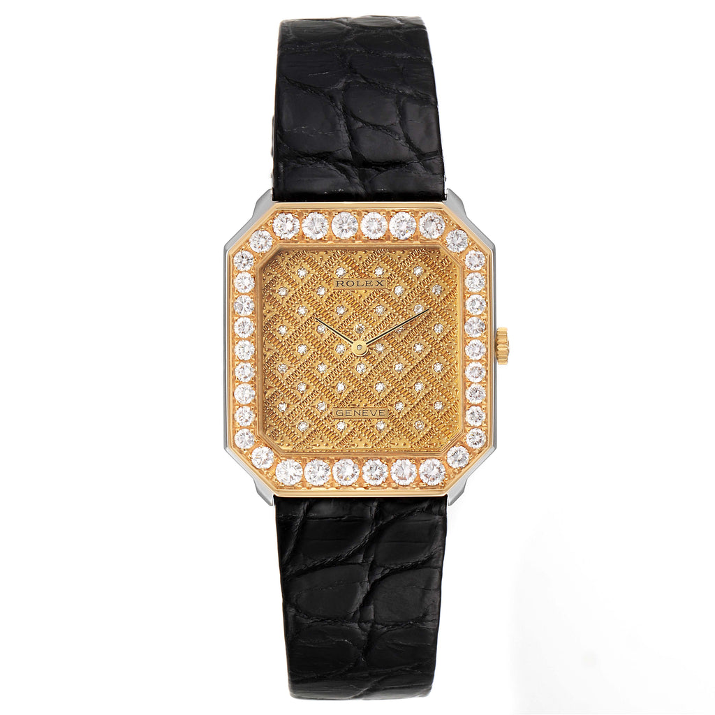 Rolex Cellini Yellow Gold Diamond Vintage Mens Watch 5032