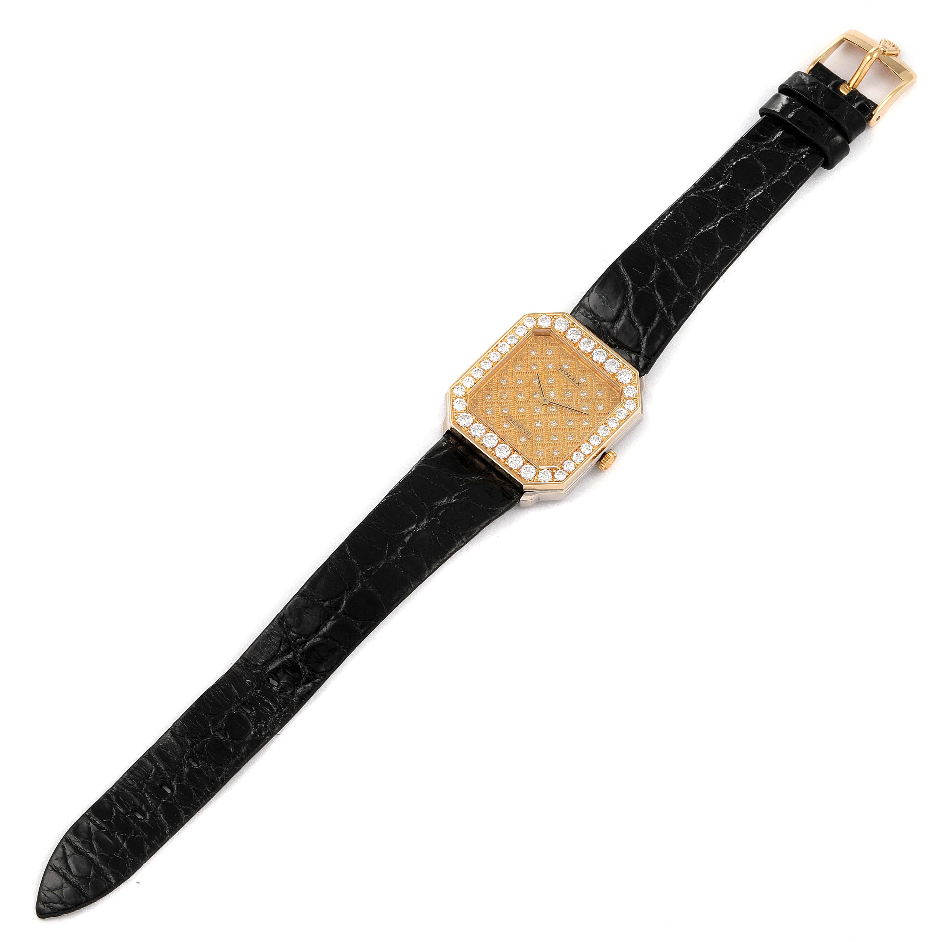 Rolex Cellini Yellow Gold Diamond Vintage Mens Watch 5032