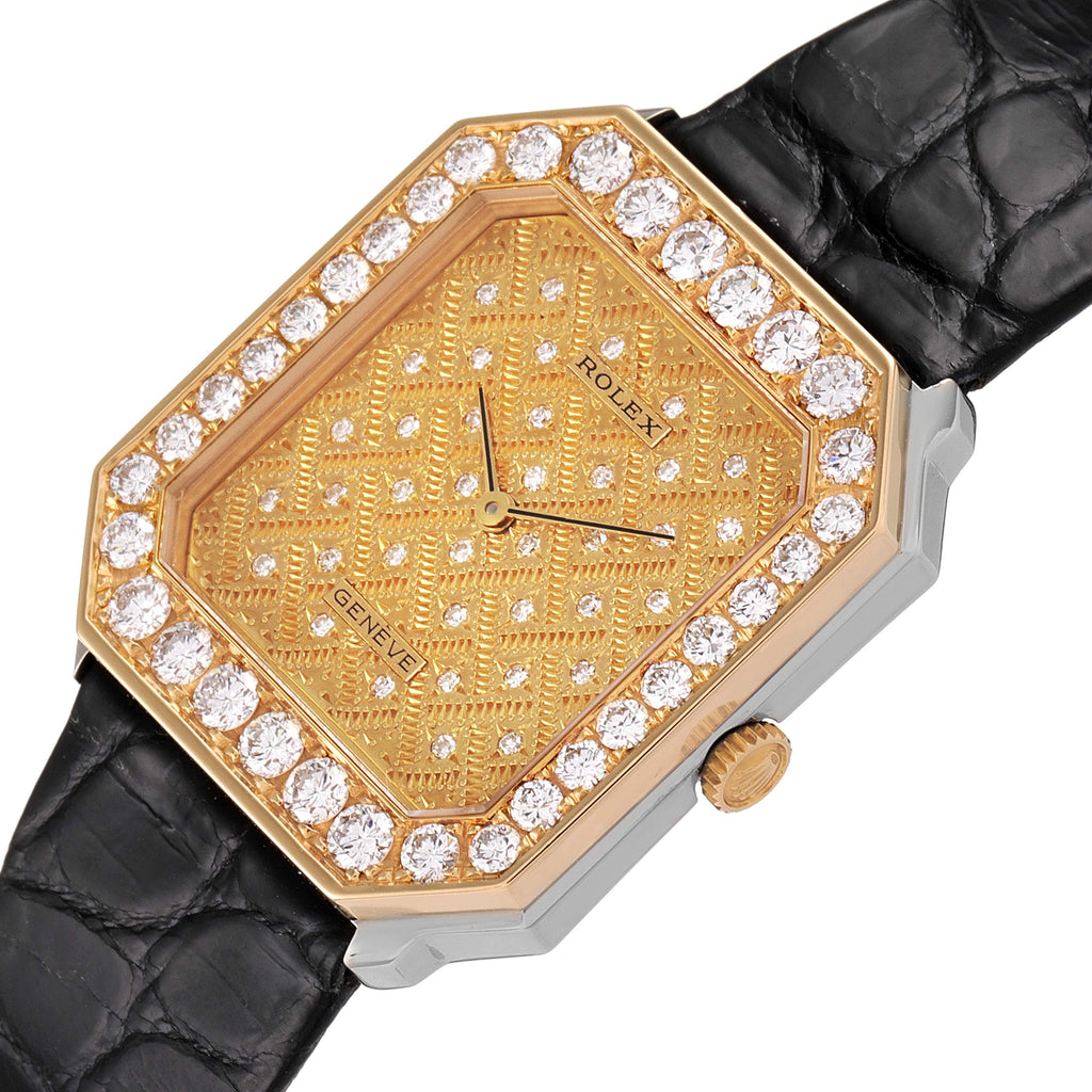 Rolex Cellini Yellow Gold Diamond Vintage Mens Watch 5032