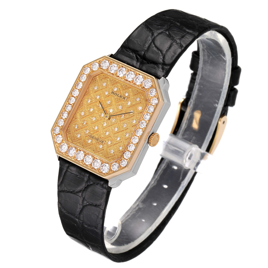 Rolex Cellini Yellow Gold Diamond Vintage Mens Watch 5032