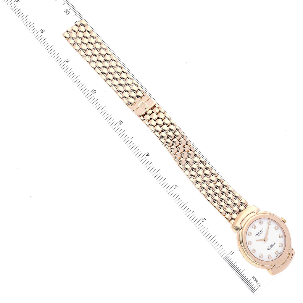 Rolex Cellini Yellow Gold White Diamond Dial Mens Watch 6622