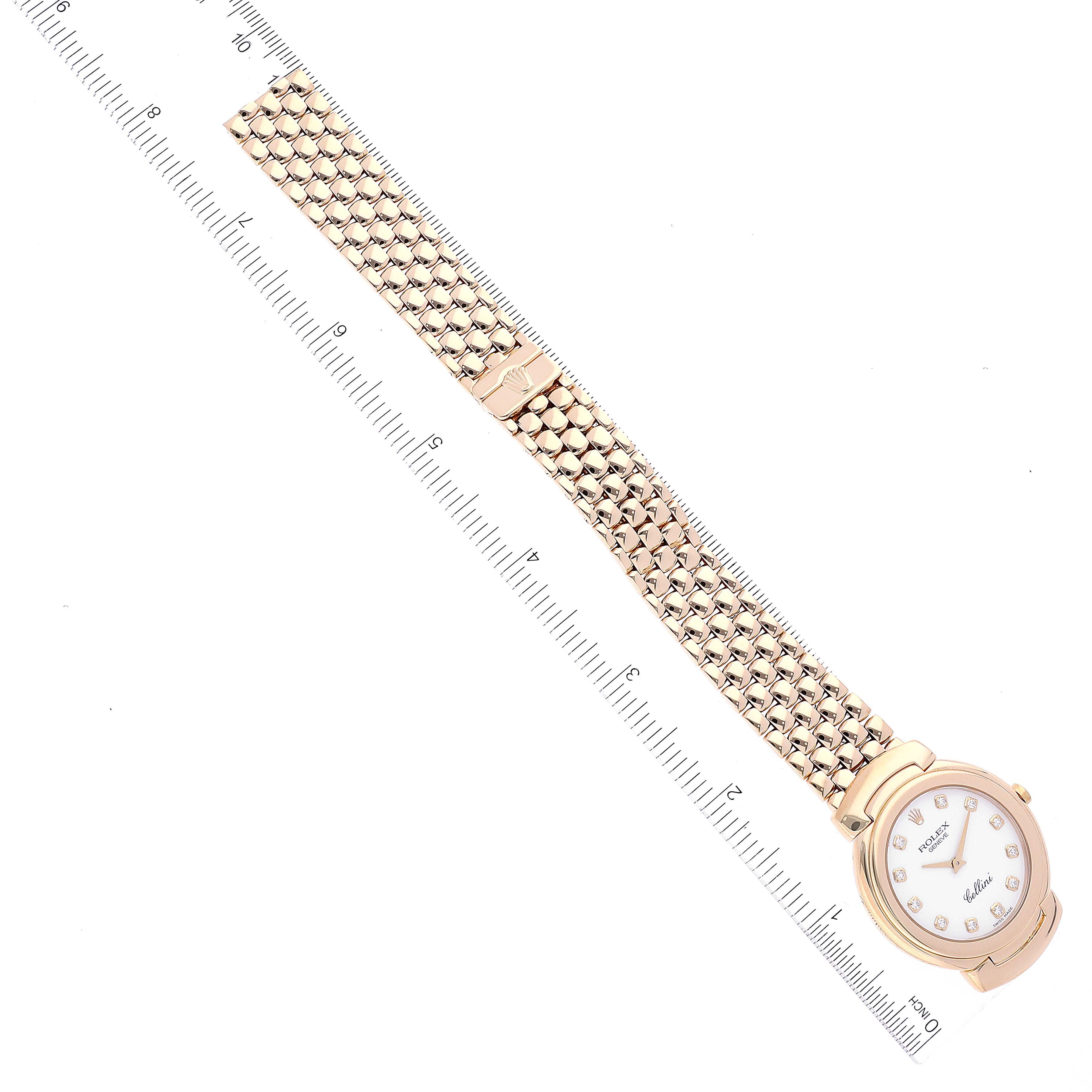 Rolex Cellini Yellow Gold White Diamond Dial Mens Watch 6622