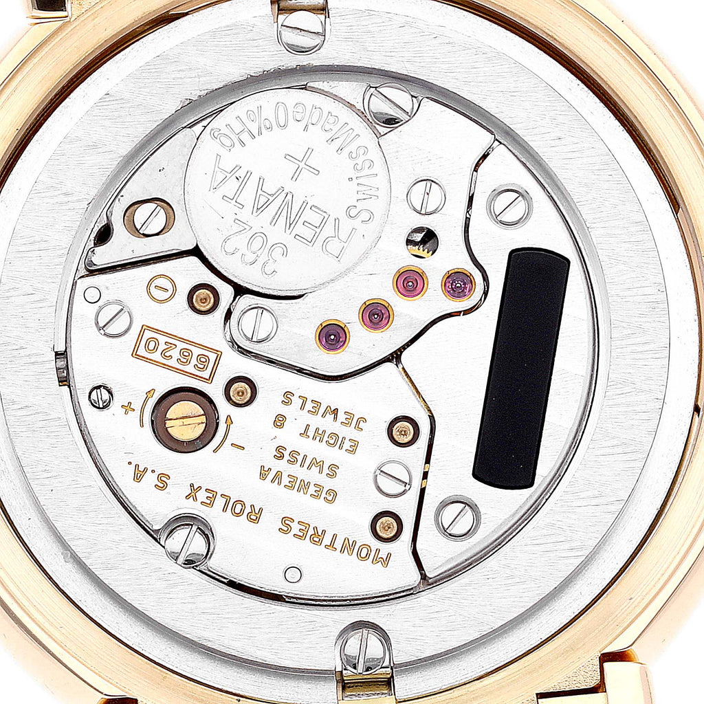 Rolex Cellini Yellow Gold White Diamond Dial Mens Watch 6622