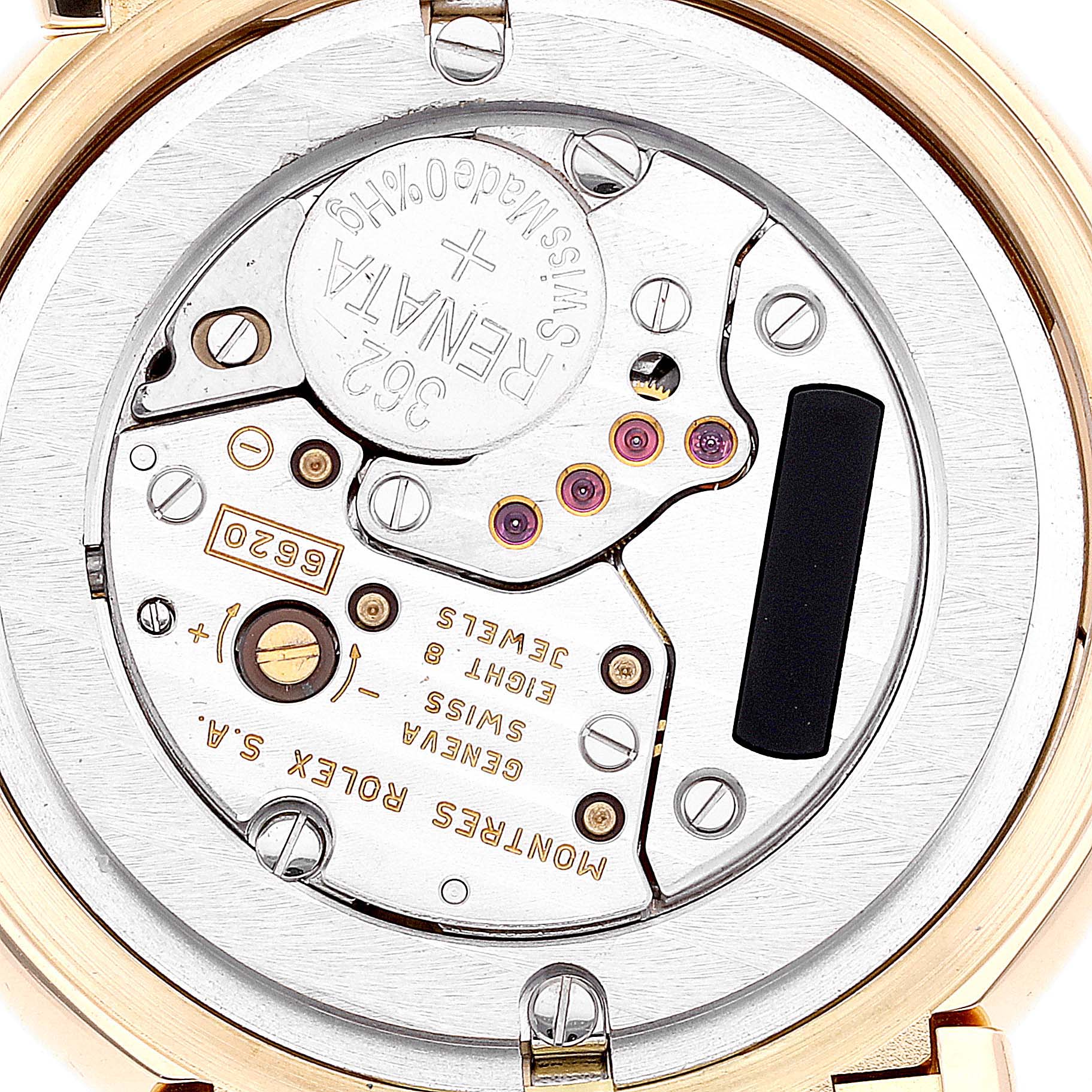 Rolex Cellini Yellow Gold White Diamond Dial Mens Watch 6622
