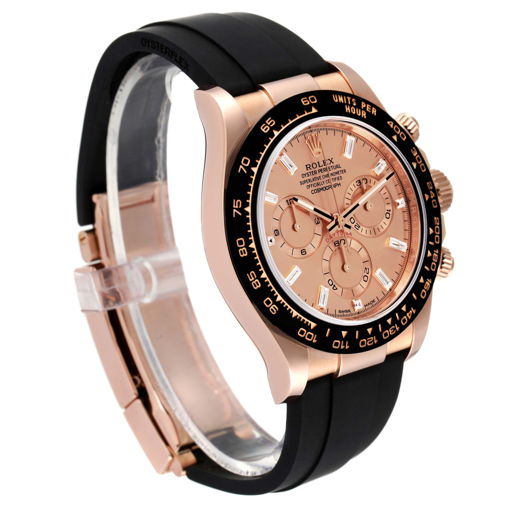 Rolex Daytona Rose Gold Everose Diamond Dial Mens Watch 116515 Box Card