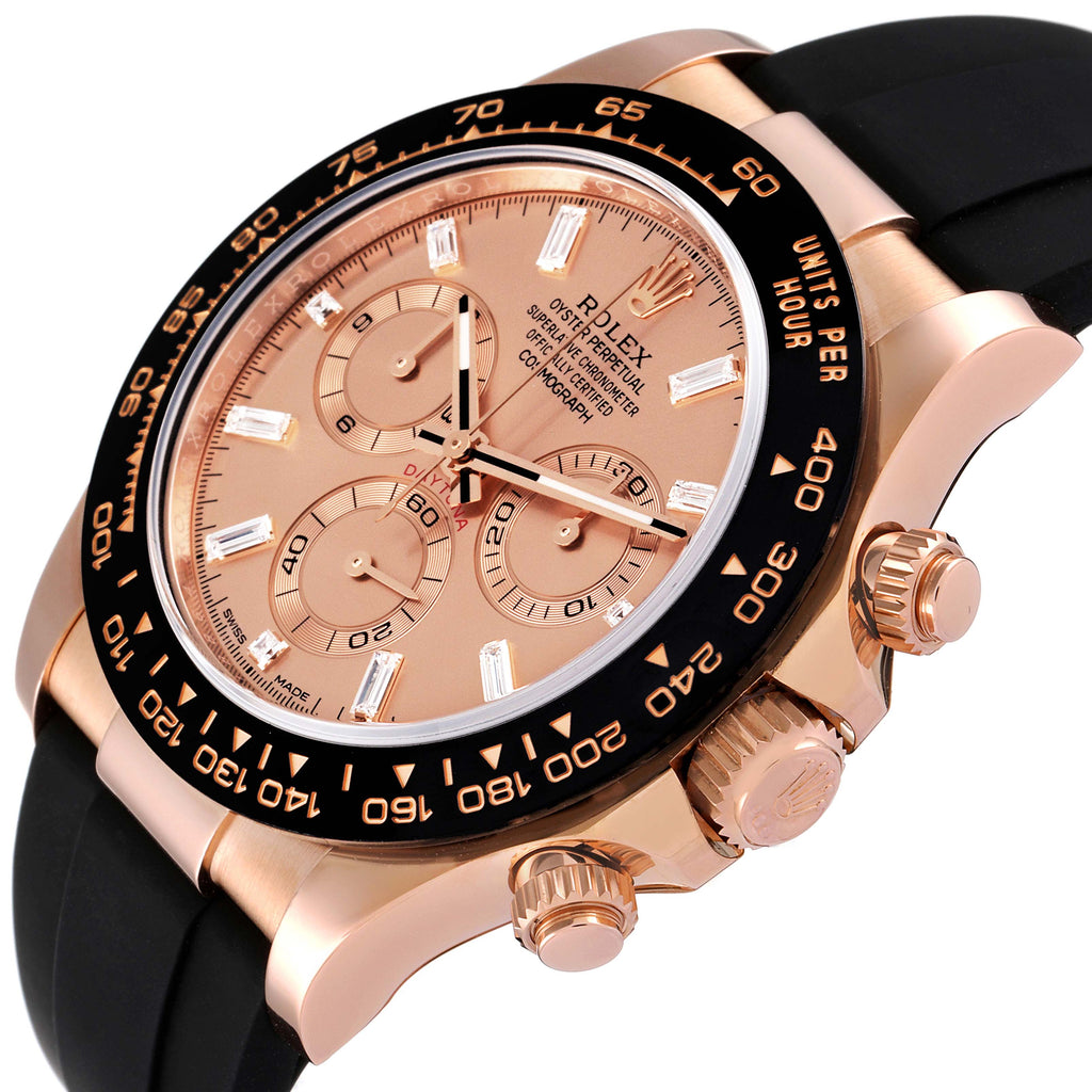 Rolex Daytona Rose Gold Everose Diamond Dial Mens Watch 116515 Box Card