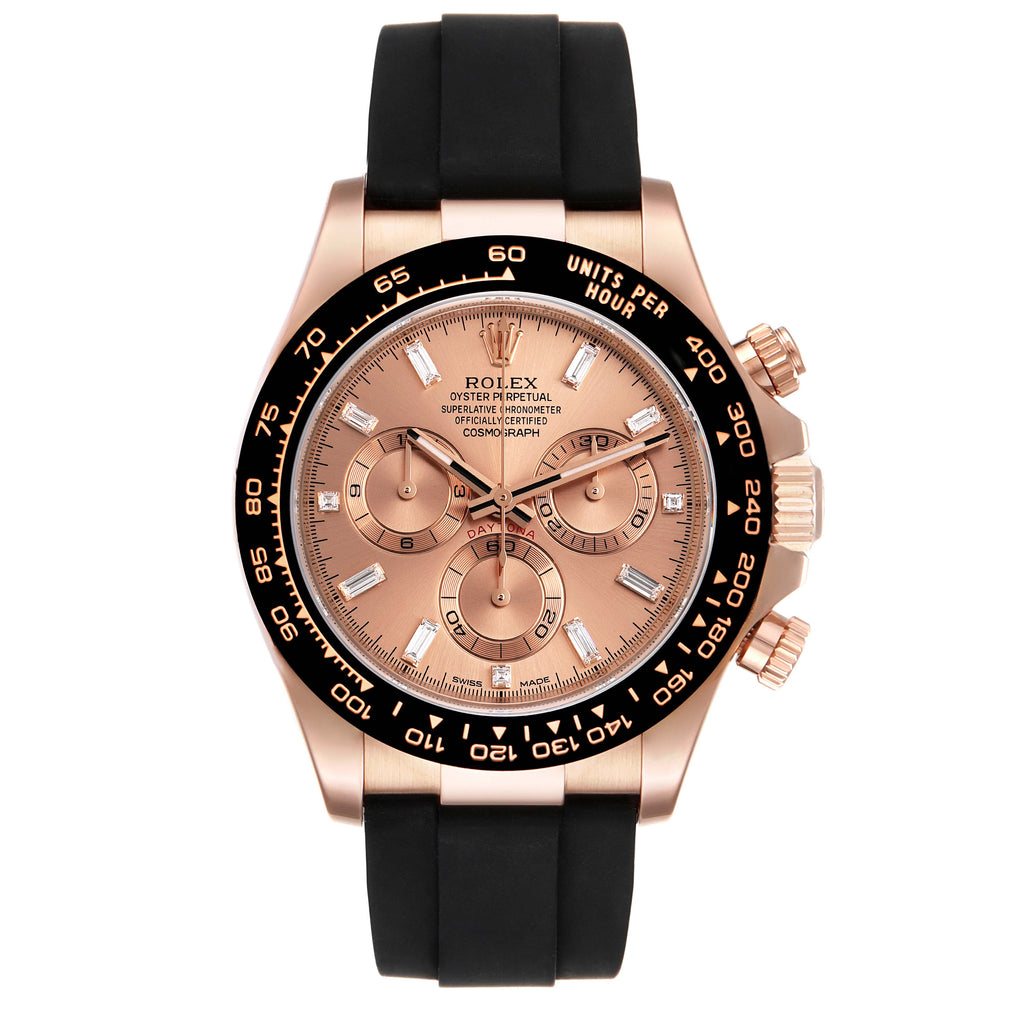 Rolex Daytona Rose Gold Everose Diamond Dial Mens Watch 116515 Box Card