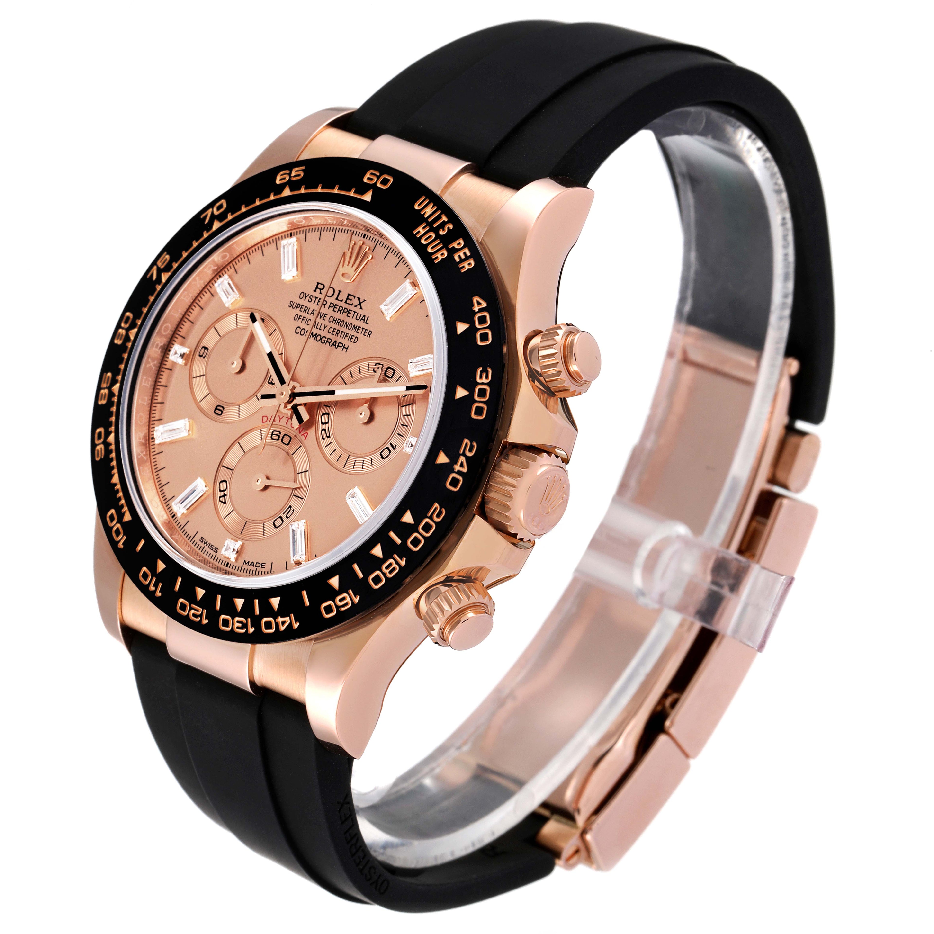 Rolex Daytona Rose Gold Everose Diamond Dial Mens Watch 116515 Box Card