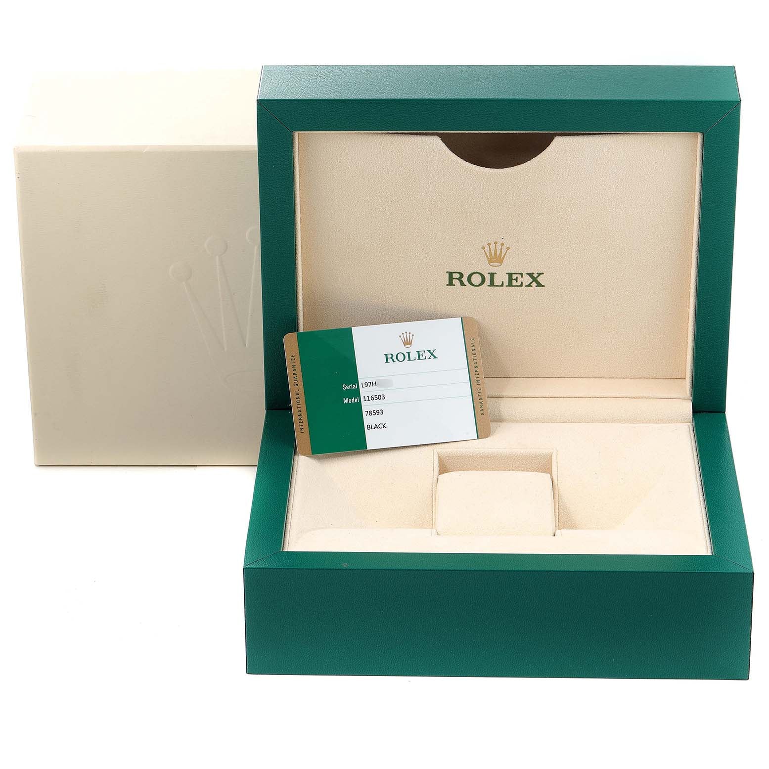 Rolex Daytona Black Dial Steel Yellow Gold Mens Watch 116503 Box Card