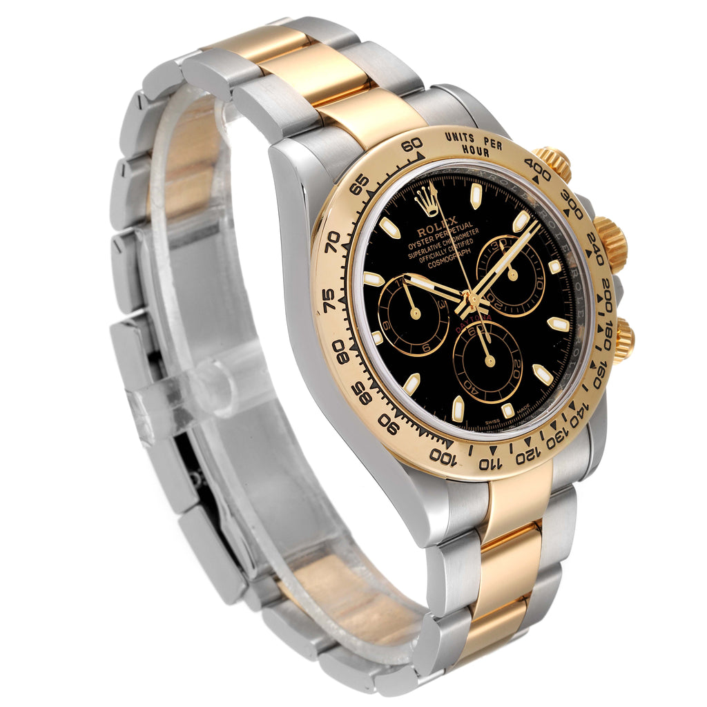 Rolex Daytona Black Dial Steel Yellow Gold Mens Watch 116503 Box Card